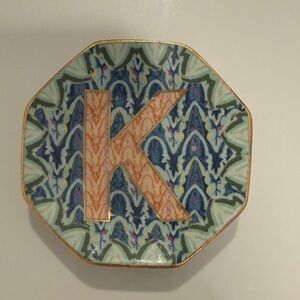 Anthropologie Decorative Octagonal Plate with Letter K